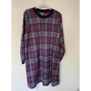 NWT ModCloth Plaid Nightgown 1X Red Gray Black